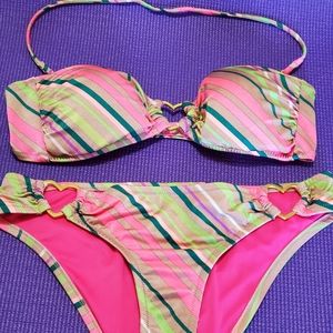 Victorias Secret 2 Piece Heart & Stripes Bikini